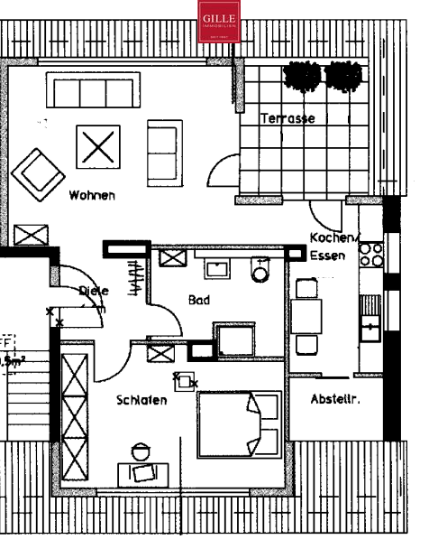 Düsseldorf-Wersten: Gemütliche 2-Zimmer-Dachgeschosswohnung mit Dachterrasse und modernem Duschbad - Foto 1